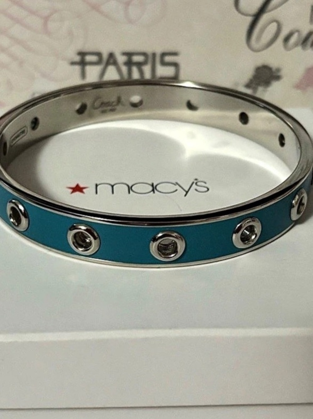 Coach Studded Blue Enamel Bangle Bracelet Like New